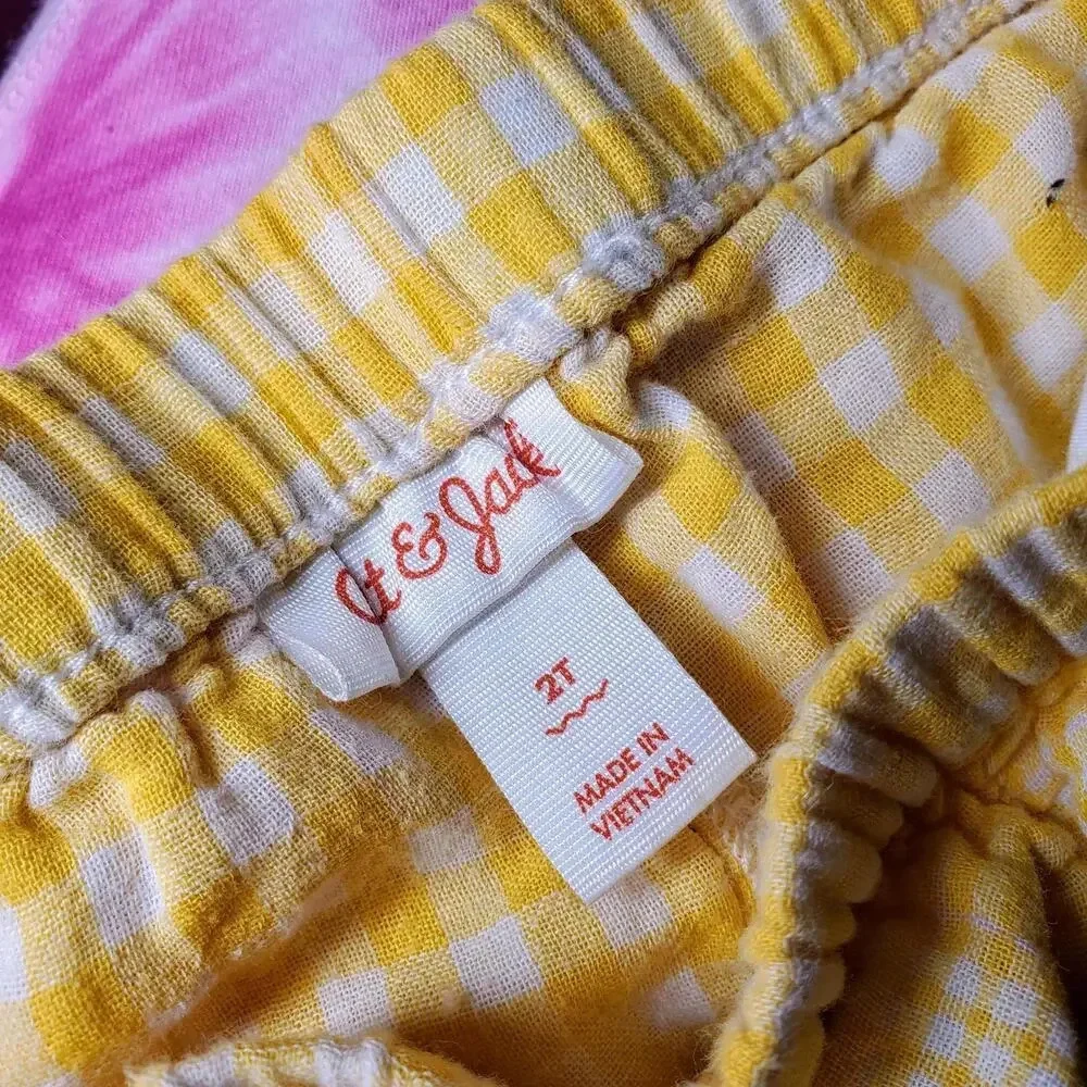 Cat & Jack Matching Yellow & White Plaid Summer Outfit Size 2T NWOT